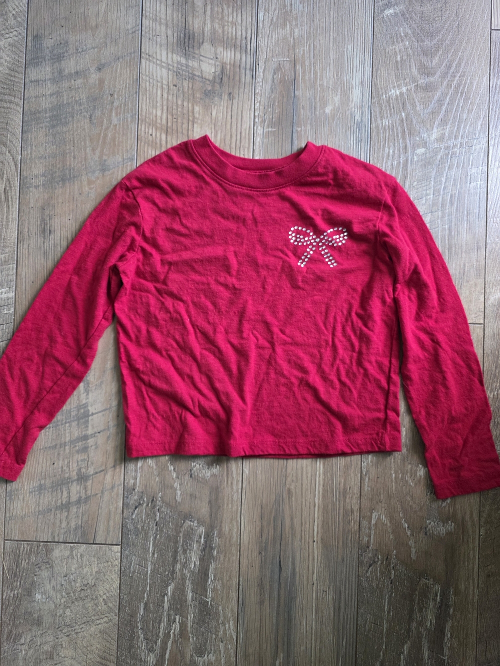 Cat & Jack Hot Pink Long-Sleeve Tee with Rhinestone Bow